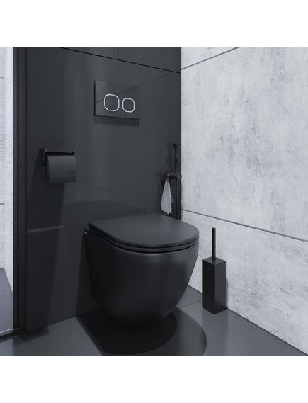 Купить Унитаз подвесной безободковый, чёрный матовый, Blanco, IDDIS, BLAR3BMi25 (BLAR3BMI25) по цене 23990 руб., в Санкт-Петебруге в интернет магазине 100-Систем, а также дургие товары IDDIS из раздела Унитазы подвесные и Унитазы