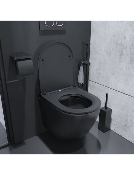 Купить Унитаз подвесной безободковый, чёрный матовый, Blanco, IDDIS, BLAR3BMi25 (blar3bmi25) по цене 23990 руб., в Санкт-Петебруге в интернет магазине 100-Систем, а также дургие товары IDDIS из раздела Унитазы подвесные и Унитазы