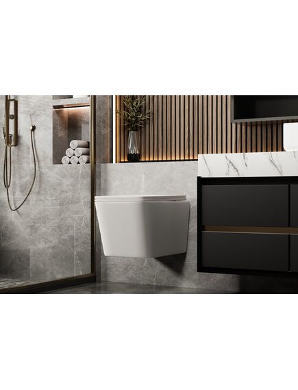 Купить Унитаз подвесной Размер: 53x35,5x36 см Цвет: белый матовый Материал: высококачественная керамика устойчивая к царапинам, температура обжига более 1200°C - безободковый слив - антигрязевая поверхность EasyClean - жесткое быстросъемное сиденье из дюропласта (ac1201mw) по цене 22100 руб., в Санкт-Петебруге в интернет магазине 100-Систем, а также дургие товары ABBER из раздела Унитазы подвесные и Унитазы