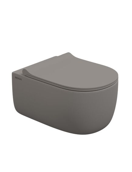 Купить Унитаз Berges Ego XL 083216 подвесной, безободковый, с сиденьем микролифт, цвет серый матовый (083216) по цене 37990 руб., в Санкт-Петебруге в интернет магазине 100-Систем, а также дургие товары BERGES из раздела Унитазы подвесные и Унитазы
