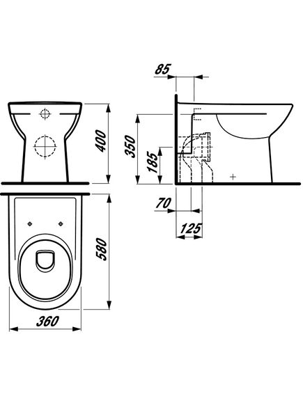 Купить Унитаз Laufen Pro 8.2295.1 приставной без сиденья (8.2295.1.000.000.1) по цене 14453.4 руб., в Санкт-Петебруге в интернет магазине 100-Систем, а также дургие товары LAUFEN из раздела Унитазы приставные и Унитазы