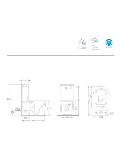Купить CeramaLux NS 2178 Унитаз напольный (ns-2178) по цене 21500 руб., в Санкт-Петебруге в интернет магазине 100-Систем, а также дургие товары CeramaLux из раздела Горизонтальный выпуск и Унитазы-компакт с бачком