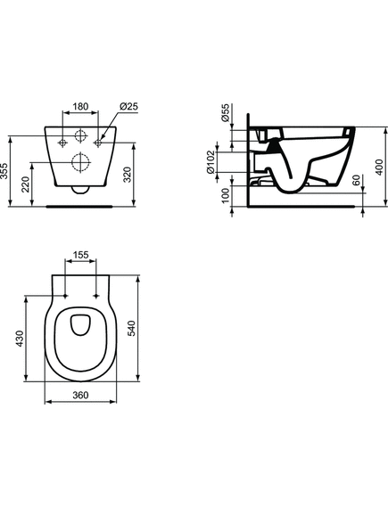 Купить Безободковый подвесной унитазCONNECT Rimless (e822301) по цене 13670.89 руб., в Санкт-Петебруге в интернет магазине 100-Систем, а также дургие товары IDEAL STANDARD из раздела Унитазы подвесные и Унитазы