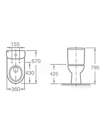 Купить Унитаз-компакт Roca Access с косым выпуском 34P23900Y (34p23900y) по цене 16860 руб., в Санкт-Петебруге в интернет магазине 100-Систем, а также дургие товары ROCA из раздела Косой выпуск и Унитазы-компакт с бачком