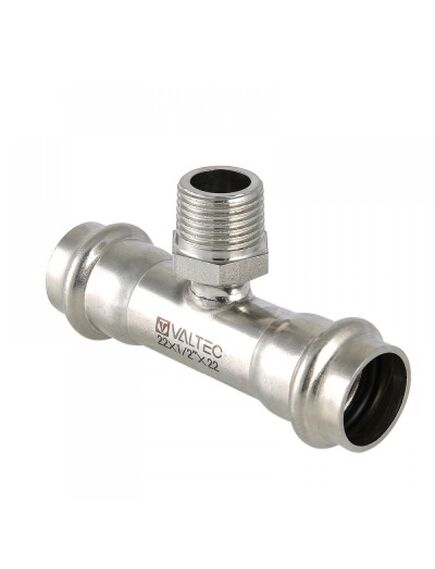 Купить Тройник Valtec пресс 22х3/4" НР, нерж. сталь (VTI.933.I.220522) по цене 738 руб., в Санкт-Петебруге в интернет магазине 100-Систем, а также дургие товары VALTEC из раздела Фитинги Valtec 22 и Трубы и фитинги Valtec