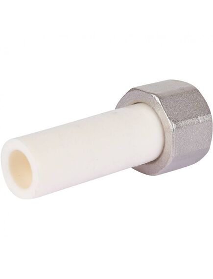 Купить 3252-tnf-200c00 Kalde Штуцер с гайкой в/р 20х3/4" для ППР труб под сварку (цвет белый) (3252-tnf-200c00) по цене 59.4 руб., в Санкт-Петебруге в интернет магазине 100-Систем, а также дургие товары  из раздела Фитинги белые полипропиленовые 20 и Трубы и фитинги белые полипропиленовые