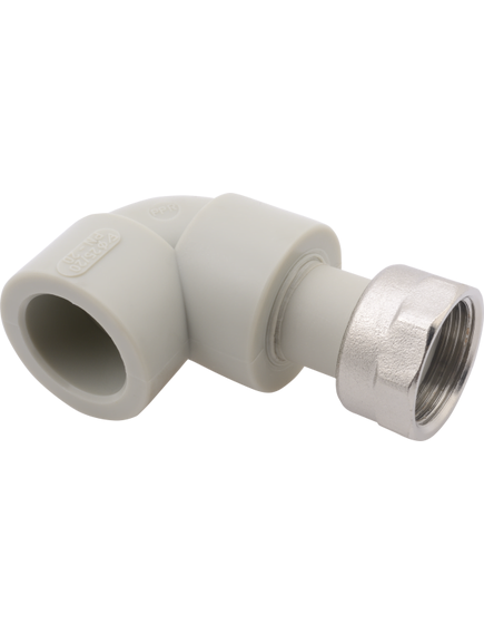 Купить FV PPR Колено 90° с накидной гайкой 20x1/2" (aa227020012) по цене 381.6 руб., в Санкт-Петебруге в интернет магазине 100-Систем, а также дургие товары FV-Plast из раздела Фитинги серые полипропиленовые 20 и Трубы и фитинги серые полипропиленовые
