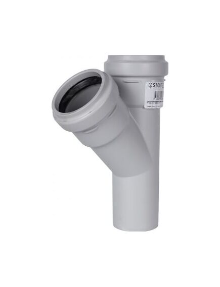 Купить STOUT D 58 x 58 / 45° Тройник канализационный бесшумный (skb-0015-585845) по цене 580 руб., в Санкт-Петебруге в интернет магазине 100-Систем, а также дургие товары STOUT из раздела Фитинги шумопоглощающие фановые 50 мм и Шумопоглощающие фановые трубы и фитинги