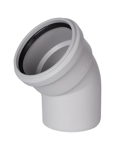 Купить STOUT D 110 х 45° Отвод канализационный бесшумный (SKB-0010-011045) по цене 906 руб., в Санкт-Петебруге в интернет магазине 100-Систем, а также дургие товары STOUT из раздела Фитинги шумопоглощающие фановые 110 мм и Шумопоглощающие фановые трубы и фитинги