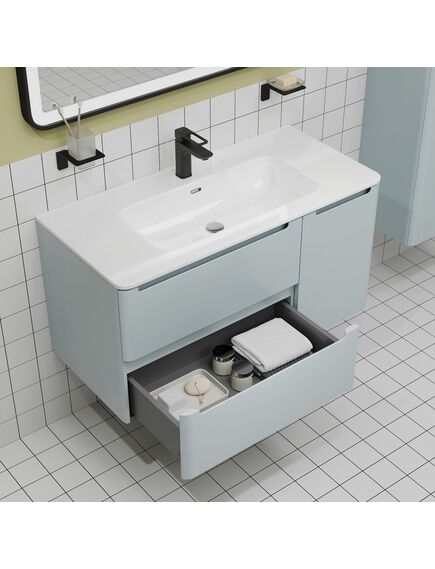 Купить Тумба с умывальником, подвесная, 100 см,голубой, Edifice, IDDIS, EDI10B0i95K подходит умыв. 0101000i28 (edi10b0i95k) по цене 24000 руб., в Санкт-Петебруге в интернет магазине 100-Систем, а также дургие товары IDDIS из раздела Тумбы с умывальником и Мебель для ванной комнаты