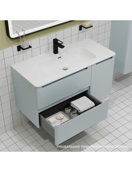 Купить Тумба подвесная, 100 см, голубой, Edifice, IDDIS, EDI10B0i95 подходит умыв. 0101000i28 (edi10b0i95) по цене 16900 руб., в Санкт-Петебруге в интернет магазине 100-Систем, а также дургие товары IDDIS из раздела Тумбы под раковину и Мебель для ванной комнаты