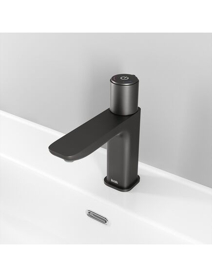 Купить Смеситель Iddis Slide SLIGMBTi01 для умывальника, с управлением Push Control, графит (sligmbti01) по цене 5990 руб., в Санкт-Петебруге в интернет магазине 100-Систем, а также дургие товары IDDIS из раздела Кнопочные смесители и Смесители для раковины