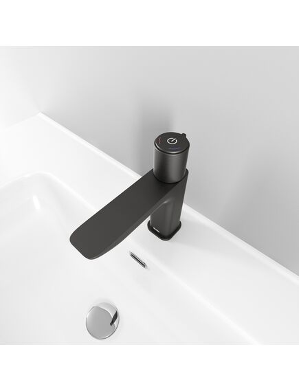 Купить Смеситель Iddis Slide SLIGMBTi01 для умывальника, с управлением Push Control, графит (sligmbti01) по цене 5990 руб., в Санкт-Петебруге в интернет магазине 100-Систем, а также дургие товары IDDIS из раздела Кнопочные смесители и Смесители для раковины