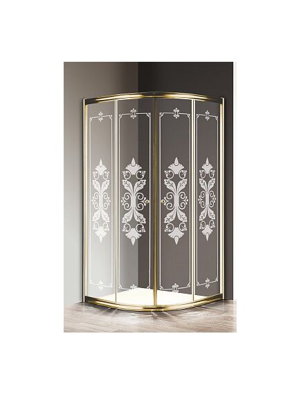 Купить Душевой уголок Cezares Giubileo R2 90x90 GIUBILEO-R-2-90-SCORREVOLE-CP-G профиль Золото стекло прозрачное с матовым рисунком (giubileo-r-2-90-scorrevole-cp-g) по цене 79900 руб., в Санкт-Петебруге в интернет магазине 100-Систем, а также дургие товары CEZARES из раздела Душевые ограждения и Душевые кабины и ограждения