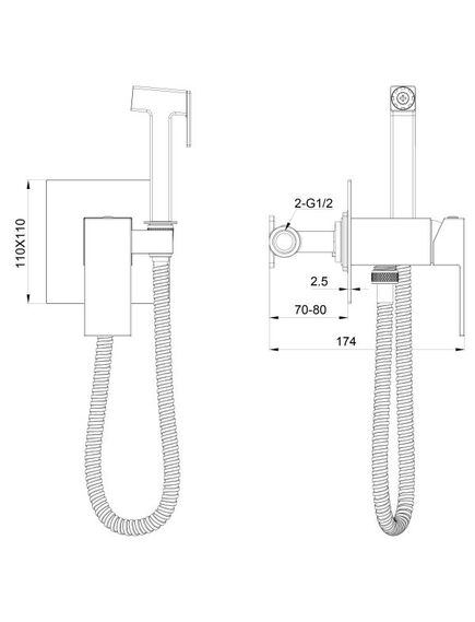 Купить Смеситель с гигиеническим душем встраиваемый WONZON & WOGHAND CUBE, Темный графит (WW- 88829016-BGM) (ww-88829016-bgm) по цене 25977 руб., в Санкт-Петебруге в интернет магазине 100-Систем, а также дургие товары WONZON & WOGHAND из раздела Гигиенический душ со смесителем и Гигиенический душ