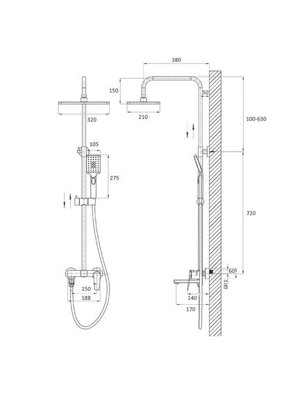 Купить Душевая система Osgard Manen 65050  черный (65050) по цене 23249 руб., в Санкт-Петебруге в интернет магазине 100-Систем, а также дургие товары Osgard из раздела Душевые стойки и Душевые стойки, системы, панели, гарнитуры
