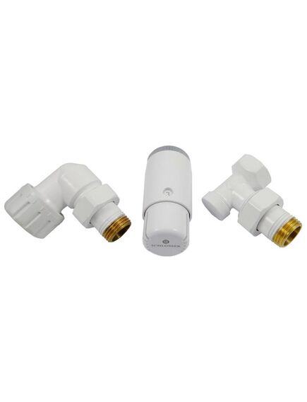 Купить Комлпект осевой левый,Белый,DN15 GZ1/2 x GW1/2 с головкой Мини M30x1,5 (602200067) по цене 7800 руб., в Санкт-Петебруге в интернет магазине 100-Систем, а также дургие товары Schlosser из раздела Радиаторные клапаны и Радиаторная арматура