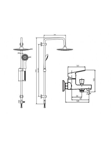Купить D0711010 Norma душевая система с тропическим душем и смесителем в комплекте (d0711010) по цене 20790 руб., в Санкт-Петебруге в интернет магазине 100-Систем, а также дургие товары Dorff из раздела Душевые стойки и Душевые стойки, системы, панели, гарнитуры