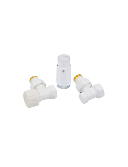 Купить Комплект угловой Белый DN15 GZ1/2 x GW1/2 с головкой Мини M30x1,5 (602200056) по цене 7800 руб., в Санкт-Петебруге в интернет магазине 100-Систем, а также дургие товары Schlosser из раздела Радиаторные клапаны и Радиаторная арматура