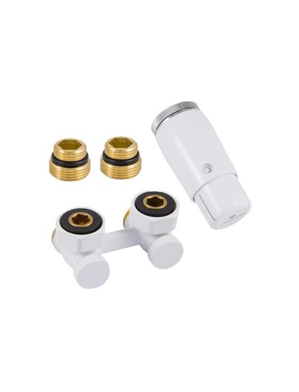 Купить Комплект узел нижнего подключения угловой, белый G 3/4 x 3/4 D=50 мм с термоголовкой MINI M30x1,5 + 2 Ниппеля 1/2x3/4 (600800056) по цене 6720 руб., в Санкт-Петебруге в интернет магазине 100-Систем, а также дургие товары Schlosser из раздела Радиаторные клапаны и Радиаторная арматура