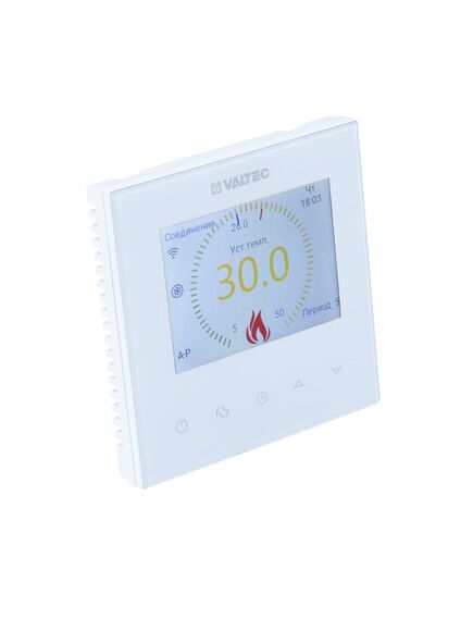 Купить Хронотермостат комнатный VALTEC WIFI с цветным дисплеем для теплого пола, белый, VT.AC613.W.0 (vt.ac613.w.0) по цене 6300 руб., в Санкт-Петебруге в интернет магазине 100-Систем, а также дургие товары VALTEC из раздела Терморегуляторы и Автоматика для теплого пола