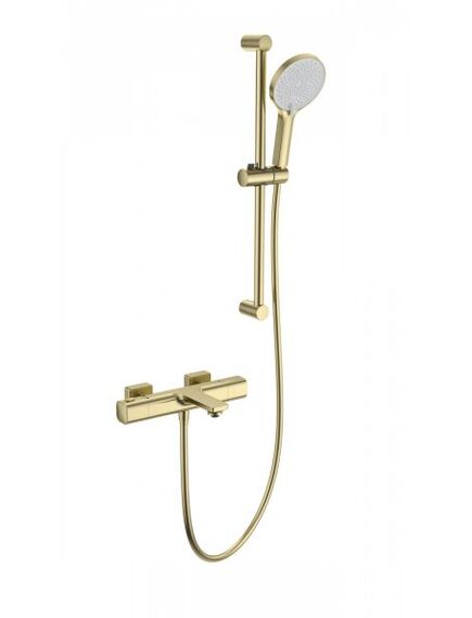 Купить Смеситель для ванны с душевым гарнитуром и термостатом WONZON & WOGHAND SOLID, Брашированное золото (WW-C2011-A-BG) (ww-c2011-a-bg) по цене 36145 руб., в Санкт-Петебруге в интернет магазине 100-Систем, а также дургие товары WONZON & WOGHAND из раздела Смесители с длинным изливом и Смесители для ванны и душа