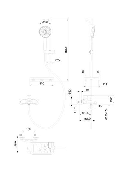 Купить Смеситель для ванны с душевым гарнитуром WONZON & WOGHAND ALFA, Темный графит (WW-AE3201-BGG) (ww-ae3201-bgg) по цене 17628 руб., в Санкт-Петебруге в интернет магазине 100-Систем, а также дургие товары WONZON & WOGHAND из раздела Смесители с коротким изливом и Смесители для ванны и душа