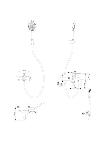 Купить Смеситель для ванны с душем WONZON & WOGHAND ALFA, Хром (WW-AE3204-CR) (ww-ae3204-cr) по цене 11066 руб., в Санкт-Петебруге в интернет магазине 100-Систем, а также дургие товары WONZON & WOGHAND из раздела Смесители с коротким изливом и Смесители для ванны и душа