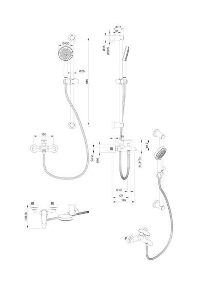 Купить Смеситель для ванны с душевым гарнитуром WONZON & WOGHAND ALFA, Черный матовый (WW-AE3205-MB) (ww-ae3205-mb) по цене 13236 руб., в Санкт-Петебруге в интернет магазине 100-Систем, а также дургие товары WONZON & WOGHAND из раздела Смесители с коротким изливом и Смесители для ванны и душа