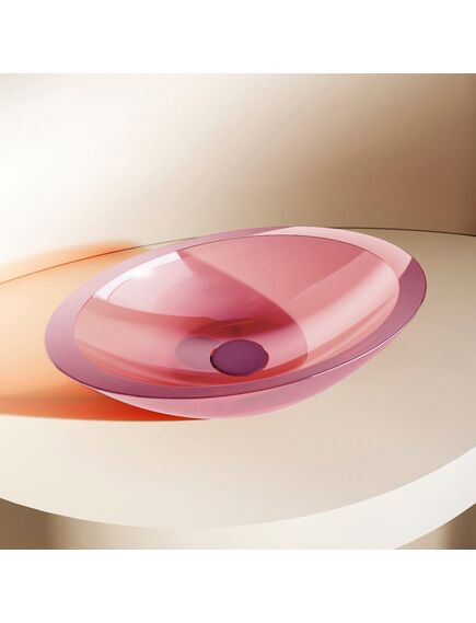 Купить Раковина накладная прозрачная ABBER Kristall AT2810Koralle розовая (at2810koralle) по цене 50400 руб., в Санкт-Петебруге в интернет магазине 100-Систем, а также дургие товары ABBER из раздела Накладные раковины и Раковины и пьедесталы