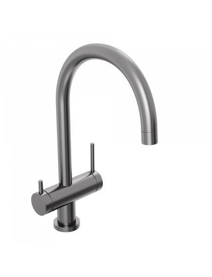 Купить Смеситель для кухни Abelsberg Aera AWF70029GM с возможностью подключения фильтра для воды, цвет космическая сталь, PVD покрытие (awf70029gm) по цене 18990 руб., в Санкт-Петебруге в интернет магазине 100-Систем, а также дургие товары Abelsberg из раздела Смесители с подключением фильтра и Смесители для кухни
