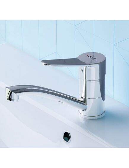 Купить D2021001 Optima смеситель для умывальника с поворотным изливом (d2021001) по цене 5790 руб., в Санкт-Петебруге в интернет магазине 100-Систем, а также дургие товары Dorff из раздела Рычажные смесители и Смесители для раковины