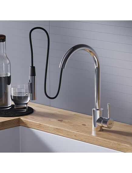 Купить D3007500 Logic кухонный смеситель вытягивающимся изливом Logic, хром (d3007500) по цене 8390 руб., в Санкт-Петебруге в интернет магазине 100-Систем, а также дургие товары Dorff из раздела Рычажные смесители и Смесители для кухни