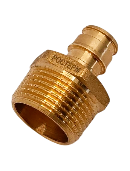 Купить Соединитель РОСТЕРМ Лайт 16х3/4"Н, латунь (Q&E), L16COUP34EXT (l16coup34ext) по цене 197 руб., в Санкт-Петебруге в интернет магазине 100-Систем, а также дургие товары РОСТерм из раздела Фитинги для труб из сшитого полиэтилена РОСТерм 16 и Трубы и фитинги из сшитого полиэтилена РОСТерм