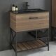 Купить COMFORTY. Тумба-умывальник "Бредфорд-75" дуб темный с раковиной COMFORTY 75E черная матовая (00004149064) по цене 47100 руб., в Санкт-Петебруге в интернет магазине 100-Систем, а также дургие товары COMFORTY из раздела Тумбы с умывальником и Мебель для ванной комнаты